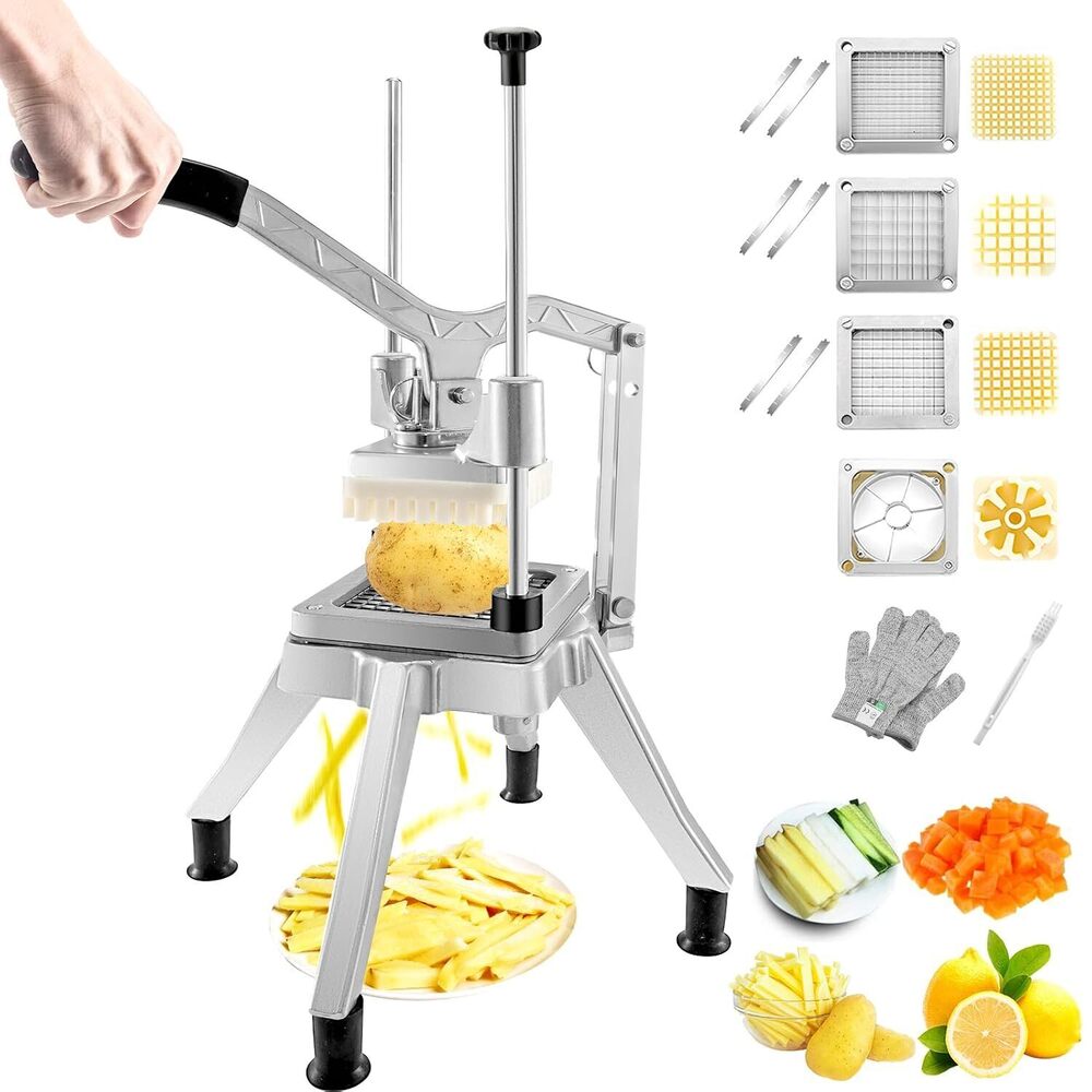 Commercial Vegetable Chopper w/ 4 Replacement Blades, Stainless Steel